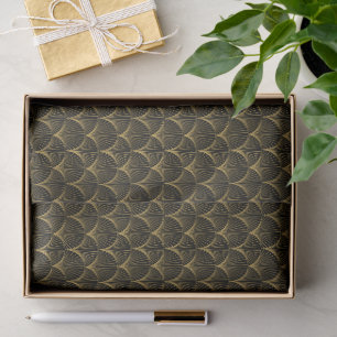 Art Deco Line Fan Pattern Black & Gold Tissue Paper