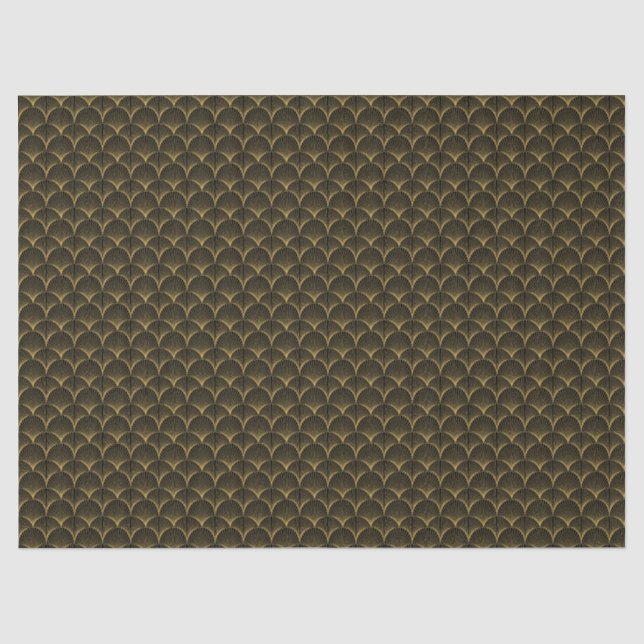 Art Deco Line Fan Pattern  | Black & Gold  Tissue Paper (Front)