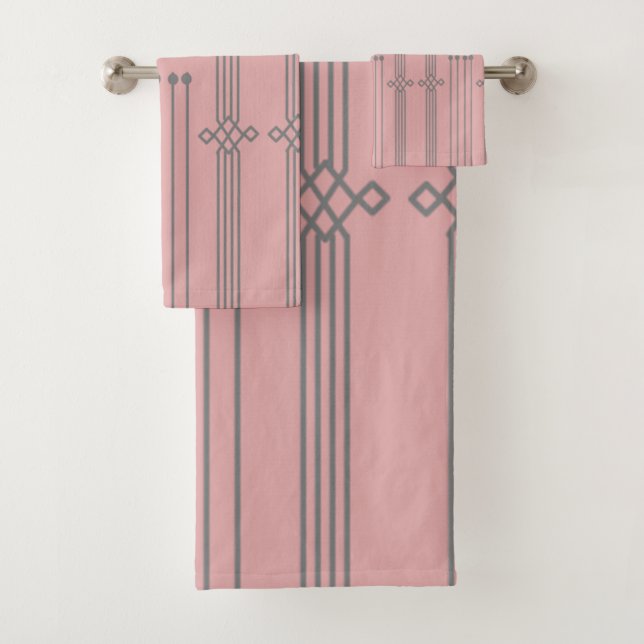 Art Deco Lines Bath Towel Set (Insitu)
