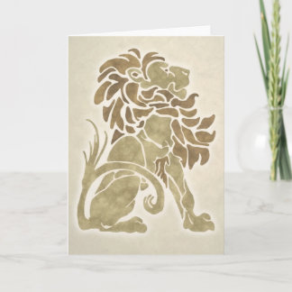 Art Deco Lion Note Card - stone