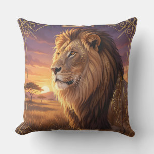 art deco lion outdoor pillow