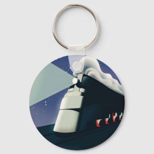 Art Deco Locomotive Jigsaw Puzzle Keychain