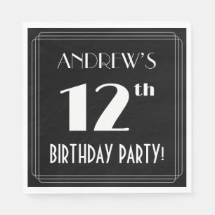 Art Deco Look 12th Birthday Party With Custom Name Napkin