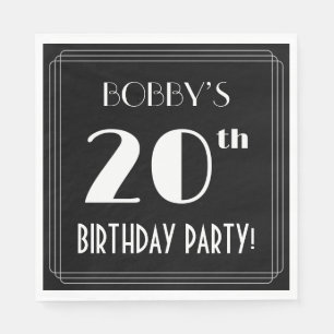 Art Deco Look 20th Birthday Party With Custom Name Napkin
