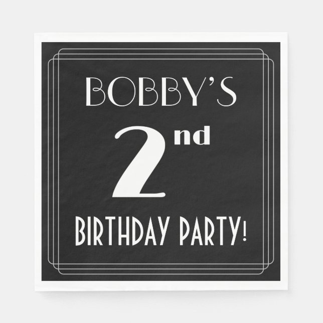 Art Deco Look 2nd Birthday Party With Custom Name Napkin (Front)