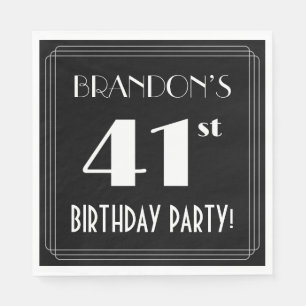 Art Deco Look 41st Birthday Party With Custom Name Napkin