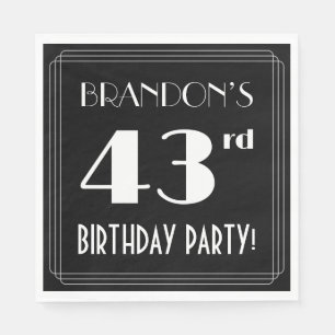 Art Deco Look 43rd Birthday Party With Custom Name Napkin
