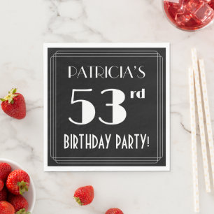 Art Deco Look 53rd Birthday Party With Custom Name Napkin