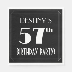 Art Deco Look 57th Birthday Party With Custom Name Napkin