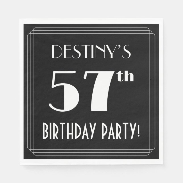 Art Deco Look 57th Birthday Party With Custom Name Napkin (Front)