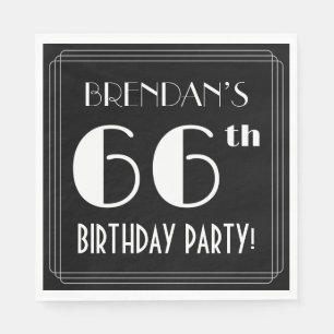 Art Deco Look 66th Birthday Party With Custom Name Napkin