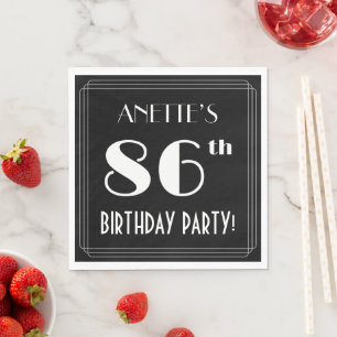 Art Deco Look 86th Birthday Party With Custom Name Napkin