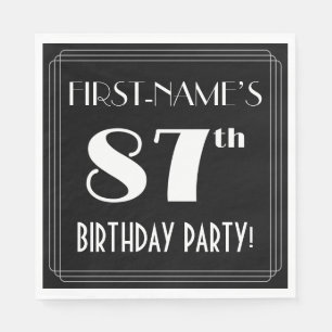Art Deco Look 87th Birthday Party With Custom Name Napkin