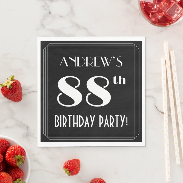 Art Deco Look 88th Birthday Party With Custom Name Napkin (Insitu)