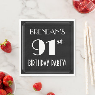 Art Deco Look 91st Birthday Party With Custom Name Napkin