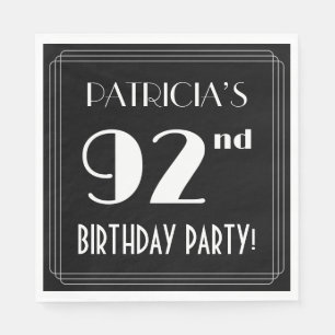 Art Deco Look 92nd Birthday Party With Custom Name Napkin