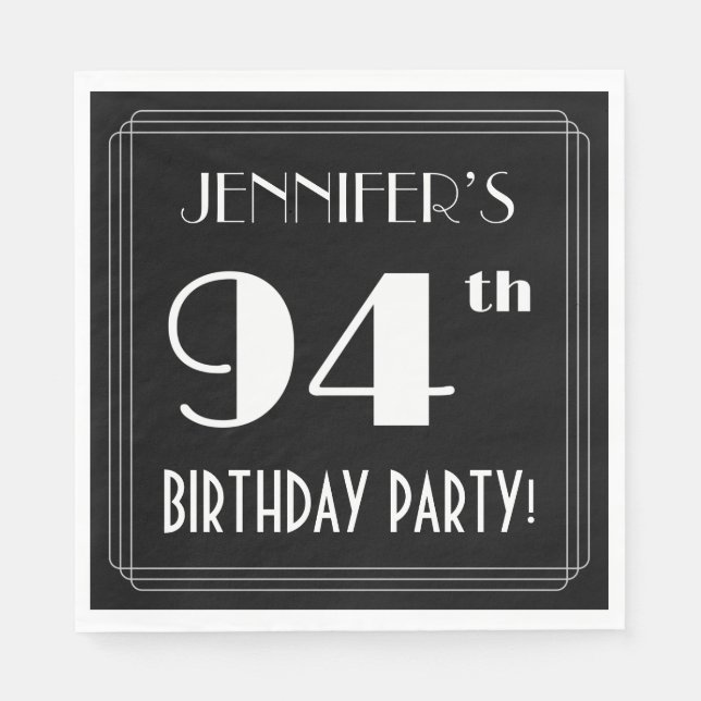 Art Deco Look 94th Birthday Party With Custom Name Napkin (Front)