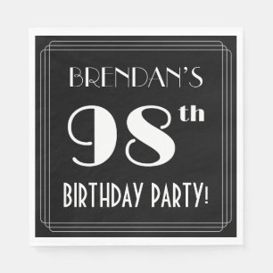 Art Deco Look 98th Birthday Party With Custom Name Napkin