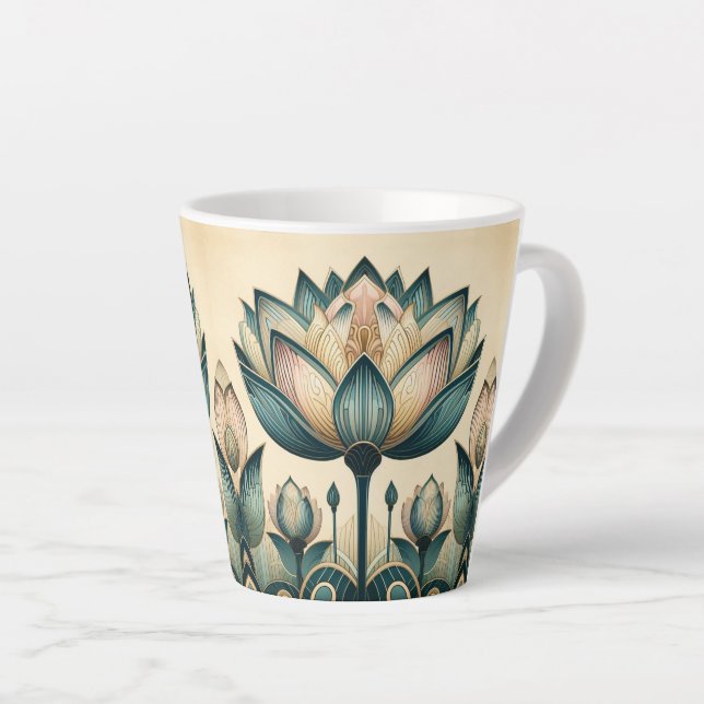 Art Déco Lotus 12oz Mug (Angle droit)