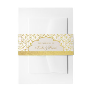 Art Deco Lotus Gold Floral Invitation Belly Band