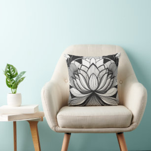 Art Deco Lotus Throw Pillow