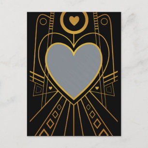 Art Deco Love Heart Border Postcard