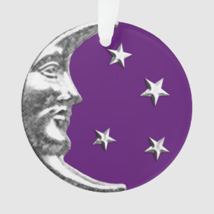 Art Déco Lune et étoiles - Amethyst Purple & Silve