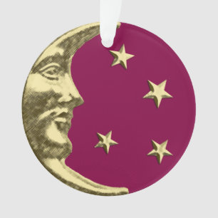 Art Déco Lune et Etoiles - Bourgogne et or