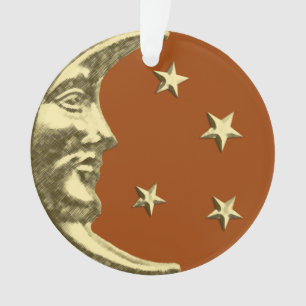 Art Déco Lune et Etoiles - Rust Brown et or