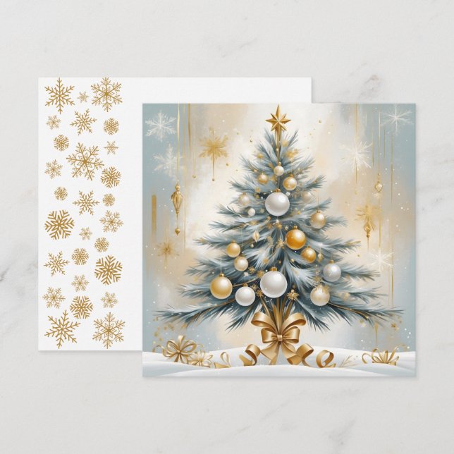 Art Deco Luxury Christmas Golden Ornaments Bows Holiday Card (Front/Back)