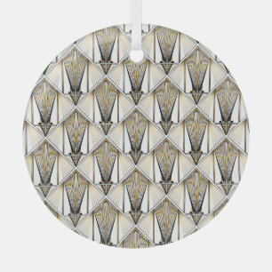 Art Deco, luxury gold motif Glass Ornament