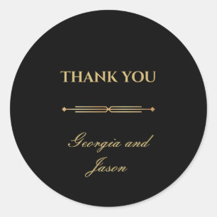 Art deco luxury stylish modern wedding classic round sticker