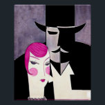 Art deco magazine cover poster<br><div class="desc">A vintage art deco magazine cover,  The Play Goer,  from the 1920s . A mysterious and sinster couple drawn in a sureal style.</div>