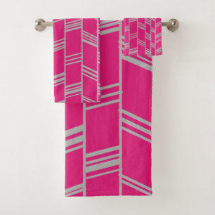 Art Deco Magenta Bath Towel Set