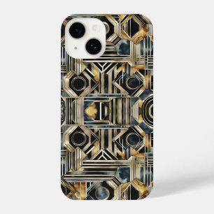 Art-deco marble Black and gold Jazzy Geometric  iPhone 14 Case