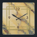 Art Deco marble Square Wall Clock<br><div class="desc">Great clock design. You will love it like others. Be free to use this design for other product you like or to customize and add your text. Follow me for more. Thank you. Have a nice day.</div>