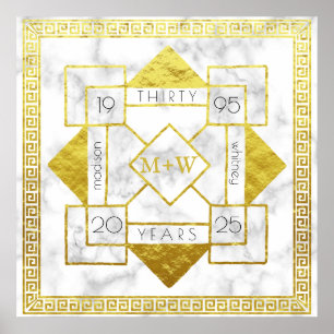Art Déco Mariage Anniversaire Marbre Or Foil