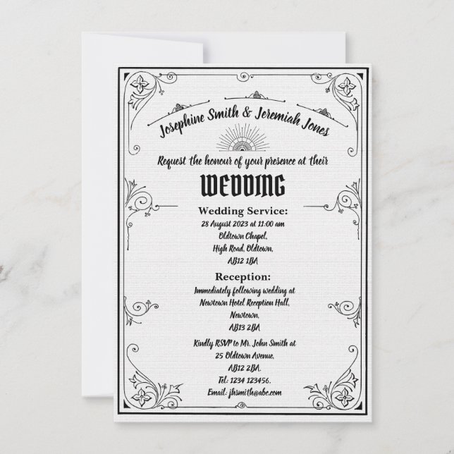 Art Déco Mariage e Card Invitation (Devant)