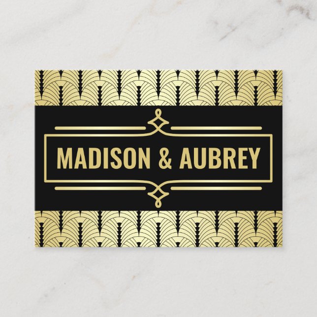 Art Déco Mariage Gold Black Gatsby Direction Carte (Devant)