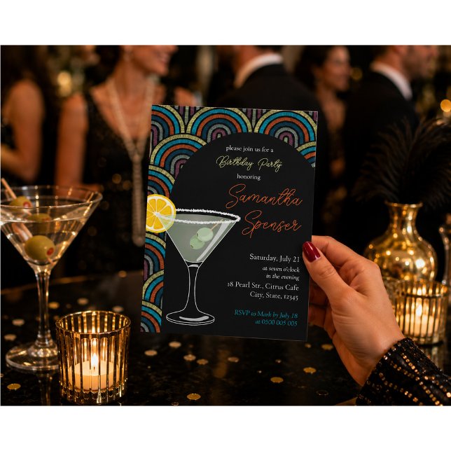 Art Deco Martini Birthday Invitation (Creator Uploaded)