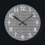 Art Deco Mazes Round Clock<br><div class="desc">This wall clock has an Art Deco design made from a right angle with a maze set inside in black on a field of grey.</div>