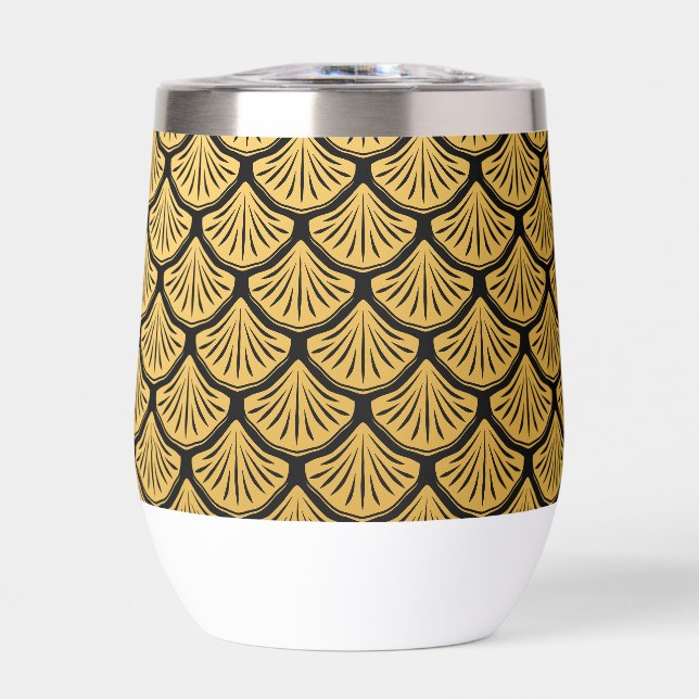 Art Deco Mermaid Scales - Black and Gold (Front)