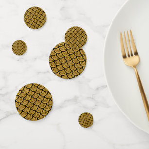 Art Deco Mermaid Scales - Black & Gold Confetti