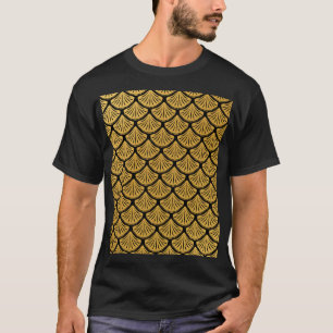 Art Deco Mermaid Scales - Black & Gold T-Shirt
