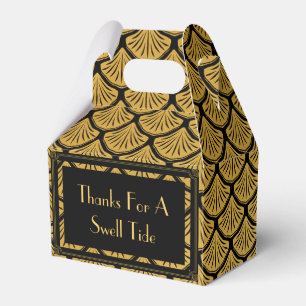 Art Deco Mermaid Scales - Black & Gold Thanks Favor Box