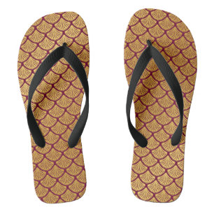 Art Deco Mermaid Scales - Magenta Flip Flops