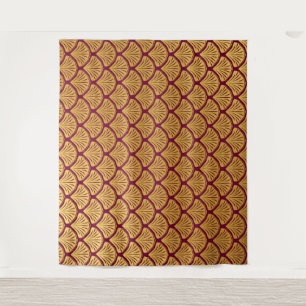 Art Deco Mermaid Scales - Magenta Tapestry