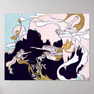 Art Deco Mermaids Poster