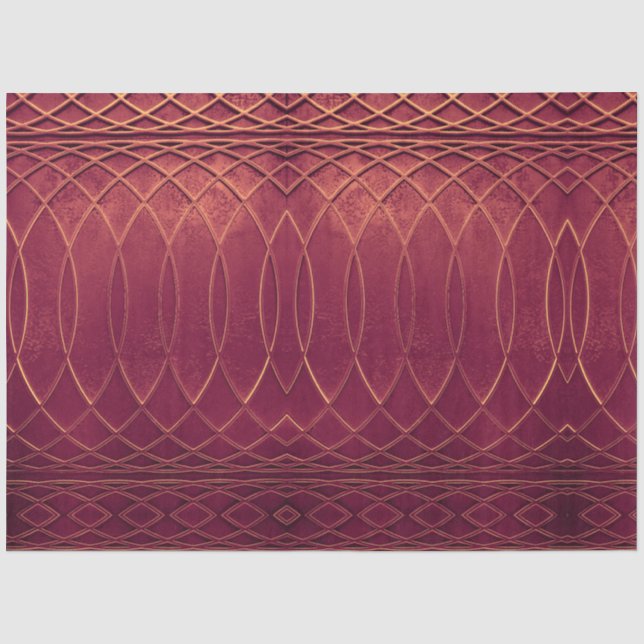 Art Deco Metallic Burgandy Wine Decoupage  Tissue Paper (Front)