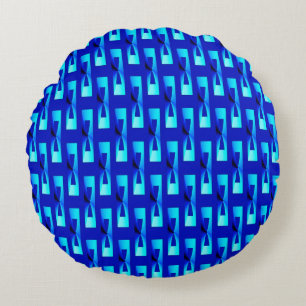 Art Deco Metallic Geometric - Cobalt Blue Round Pillow